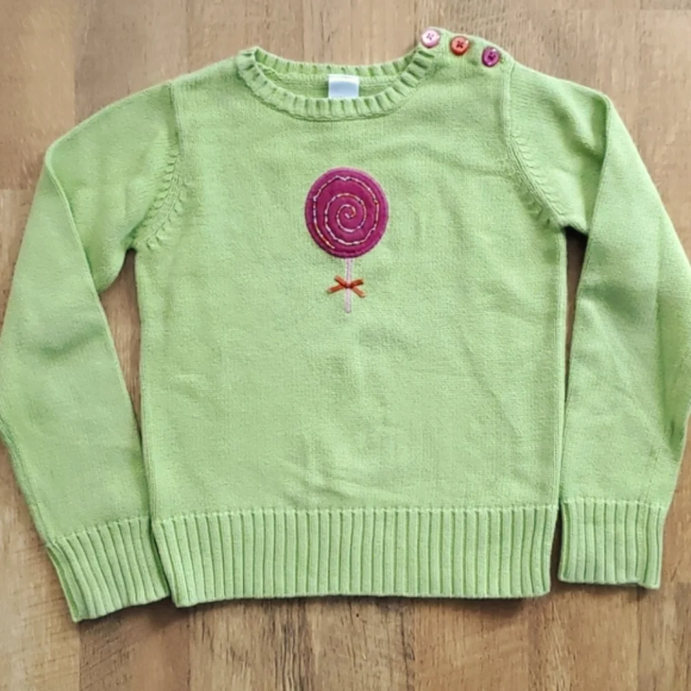 Gymboree Girls‎ Green Candy Beaded Lolipop Sweater Size 10